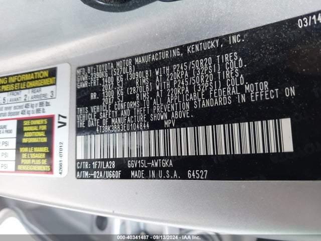 Toyota Venza Xle V6 2014 4T3BK3BB3EU104844 Image 9