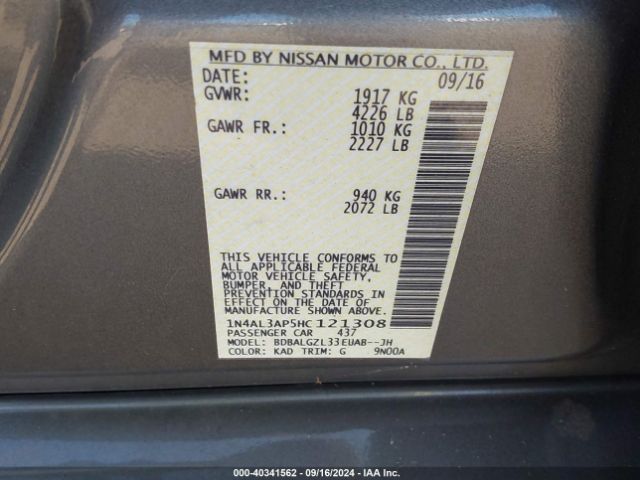 1N4AL3AP5HC121308 Nissan Altima 2.5 S