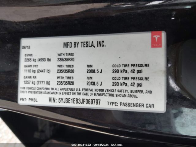 5YJ3E1EB3JF069797 Tesla Model 3 Long Range/performance