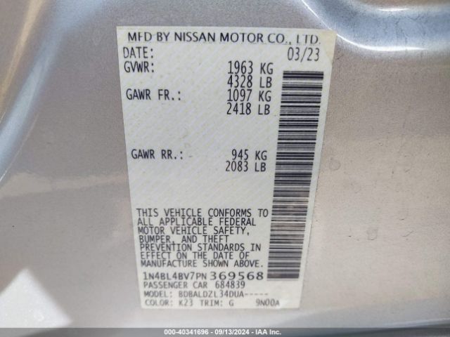 1N4BL4BV7PN369568 Nissan Altima S Fwd