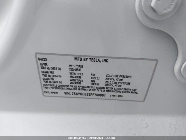 2023 TESLA MODEL Y 7SAYGDEE3PF768094 Photo 8