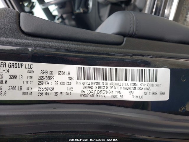 Jeep Grand Cherokee Summit 2015 1C4RJFJG0FC714544 Image 9