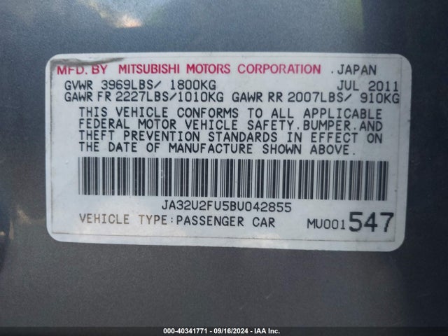 2011 MITSUBISHI LANCER JA32U2FU5BU042855 Photo 8