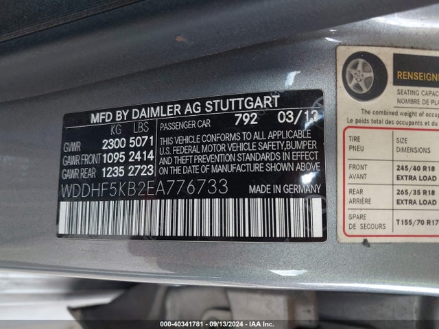 Mercedes-Benz E 350 2014 WDDHF5KB2EA776733 Image 9