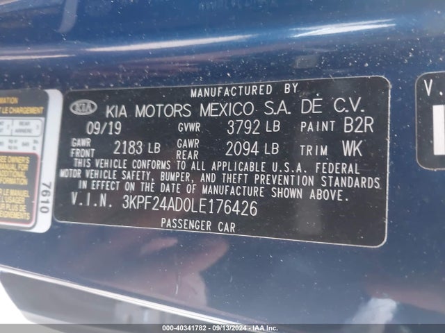 KIA Forte Lxs 2020 3KPF24AD0LE176426 Image 9