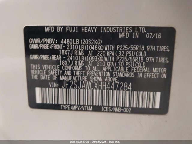 JF2SJAWCXHH447284 Subaru Forester 2.5i Touring