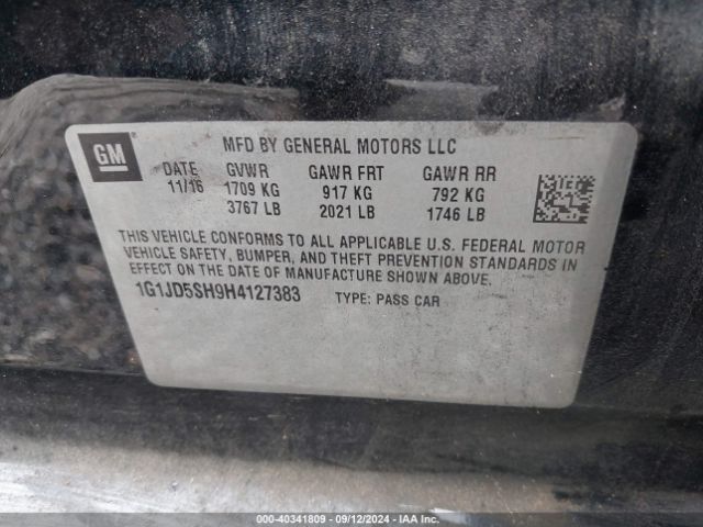 1G1JD5SH9H4127383 Chevrolet Sonic Lt Auto
