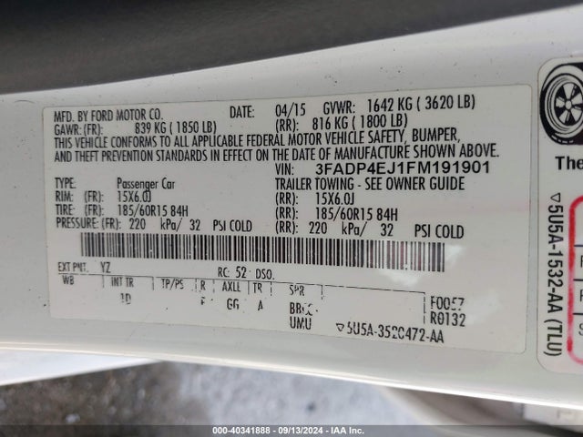Ford FIESTA SE 2015 3FADP4EJ1FM191901 Image 9