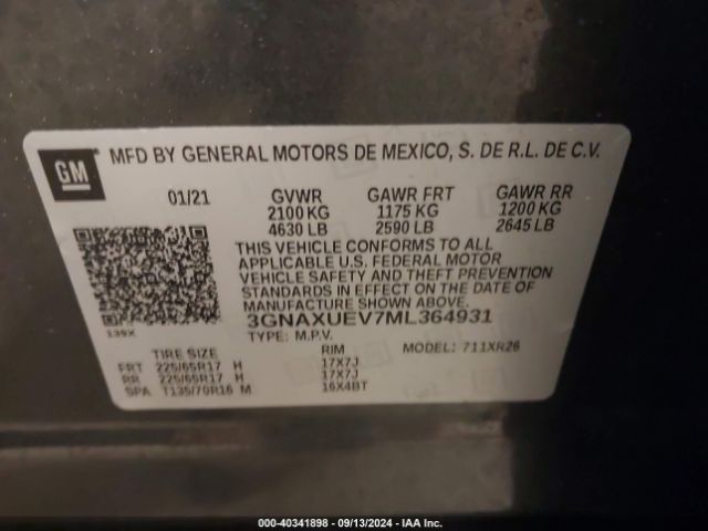 2021 CHEVROLET EQUINOX 3GNAXUEV7ML364931 Photo 8