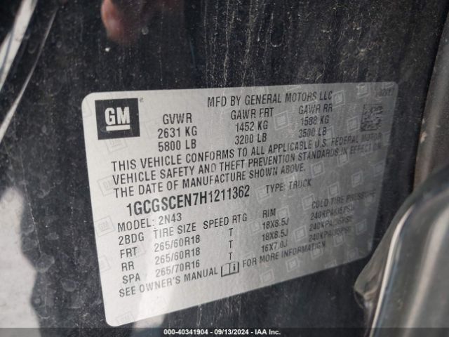 1GCGSCEN7H1211362 Chevrolet Colorado Lt