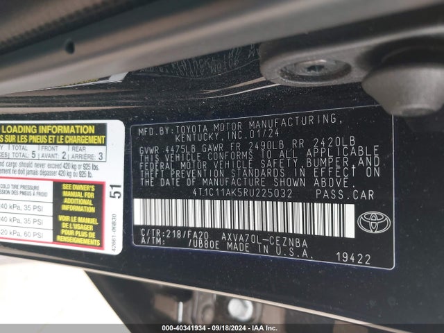 Toyota CAMRY LE 2024 4T1C11AK5RU225032 Image 9