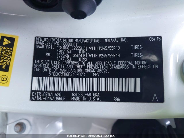 5TDDKRFH6FS169023 Toyota Highlander Limited V6