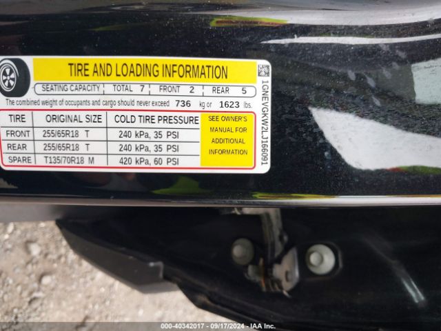 1GNEVGKW2LJ166091 Chevrolet Traverse Awd Lt Cloth