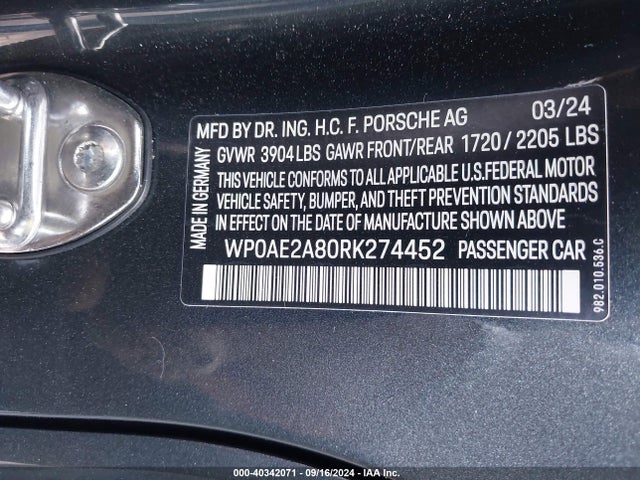 Porsche 718 Cayman Gt4 Rs 2024 WP0AE2A80RK274452 Image 9