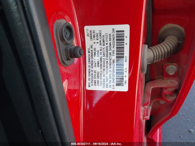 Honda Civic Lx 2017 2HGFC2F50HH532485 Image 9