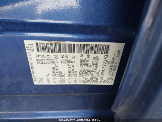 5N1AT3BA5MC722163 Nissan Rogue Sv Fwd