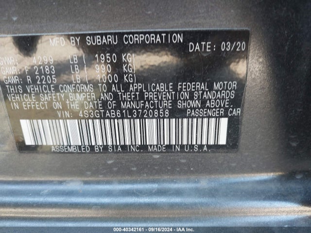 4S3GTAB61L3720858 Subaru Impreza 5-door