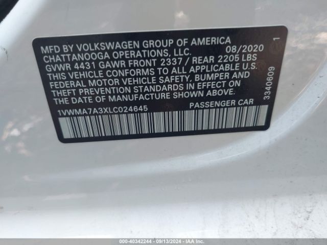 1VWMA7A3XLC024645 Volkswagen Passat 2.0t R-line