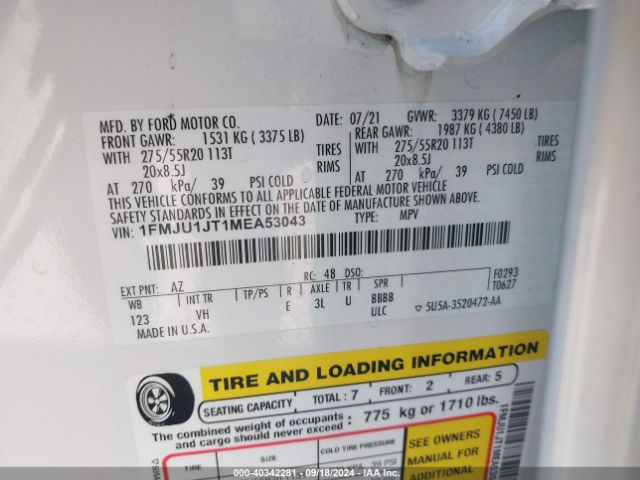 2021 FORD EXPEDITION 1FMJU1JT1MEA53043 Photo 8