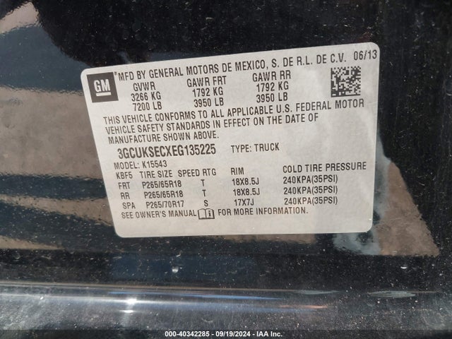 Chevrolet Silverado 1500 2lz 2014 3GCUKSECXEG135225 Image 9