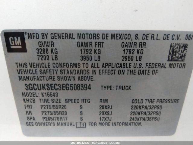 3GCUKSEC3EG508394 Chevrolet Silverado 1500 2lz