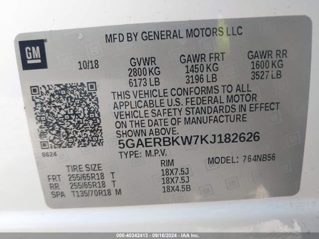 5GAERBKW7KJ182626 Buick Enclave Fwd Essence
