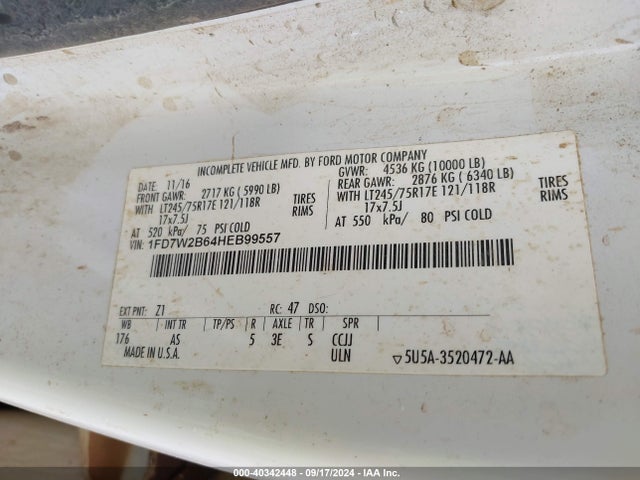 Ford F-250 Xl 2017 1FD7W2B64HEB99557 Image 9