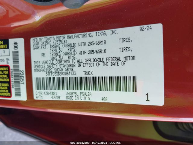 5TFPC5DB5RX064733 Toyota Tundra Hybrid Trd Pro