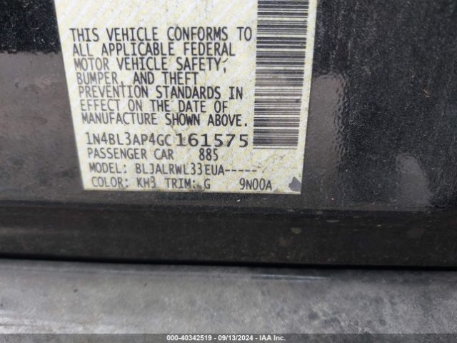 1N4BL3AP4GC161575 Nissan Altima 3.5 Sl/3.5 Sr
