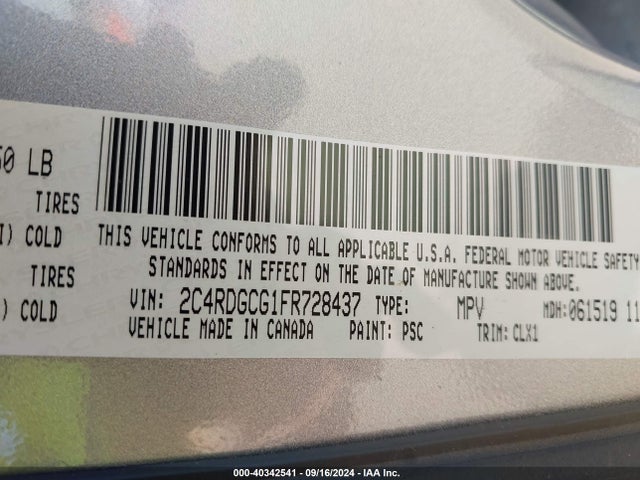 Dodge Grand Caravan Sxt Plus 2015 2C4RDGCG1FR728437 Image 9