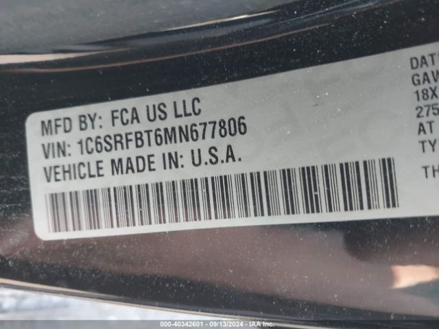 1C6SRFBT6MN677806 RAM 1500 Big Horn Quad Cab 4x4 6'4 Box