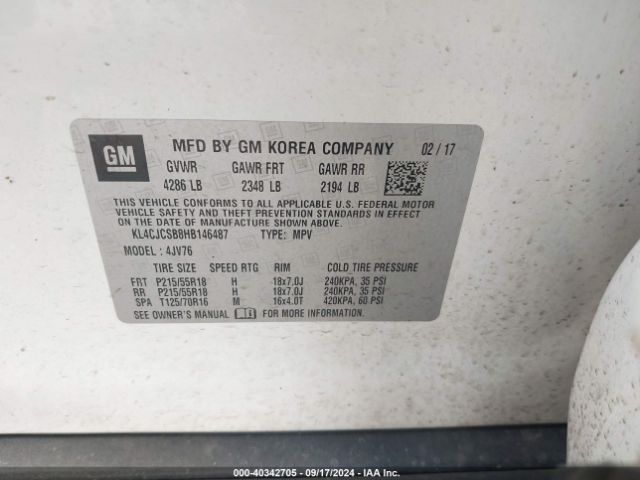 KL4CJCSB8HB146487 Buick Encore Essence