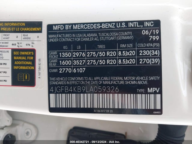 4JGFB4KB9LA059326 Mercedes-Benz Gle 350 4matic