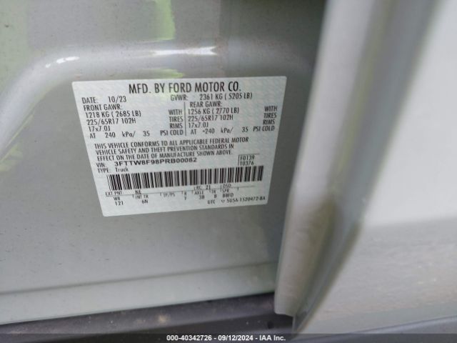 3FTTW8F98PRB00082 Ford Maverick Lariat