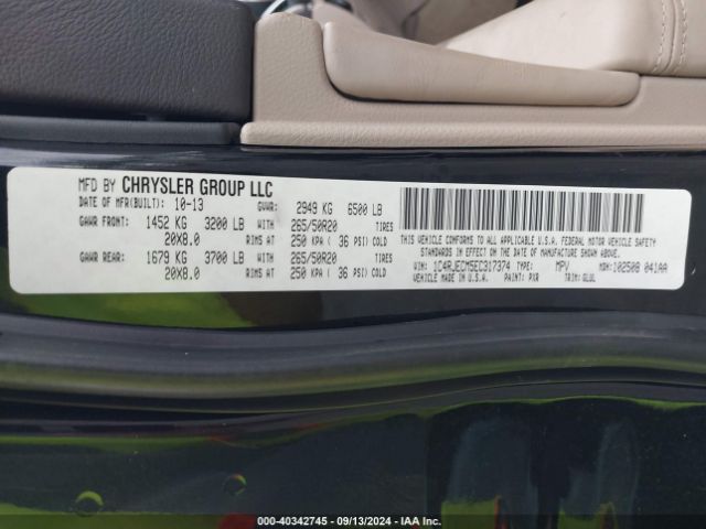 1C4RJECM5EC317374 Jeep Grand Cherokee Overland
