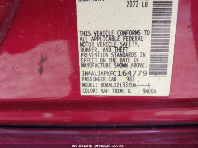1N4AL3APXFC164779 Nissan Altima 2.5 Sv