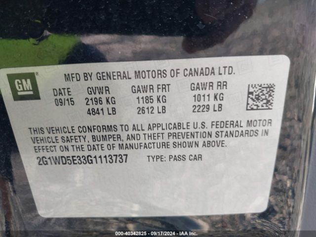 2G1WD5E33G1113737 Chevrolet IMPALA LIMITED POLICE