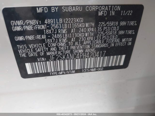 JF2SKANC4PH420417 Subaru Forester Limited