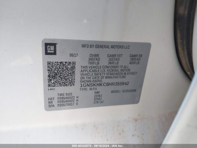 1GNSKHKC6HR355942 Chevrolet Suburban Lt