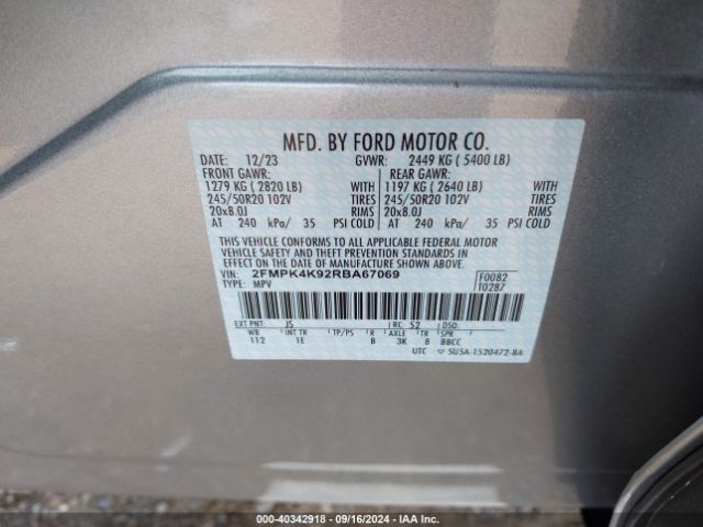 2FMPK4K92RBA67069 Ford Edge Titanium