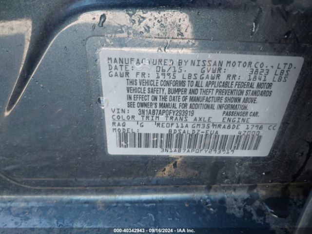 3N1AB7AP0FY293919 Nissan SENTRA SV