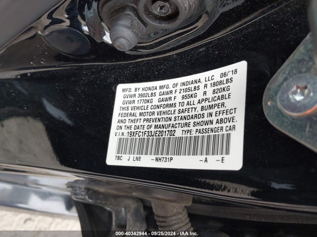 Honda Civic Ex-t 2018 19XFC1F33JE201702 Image 9