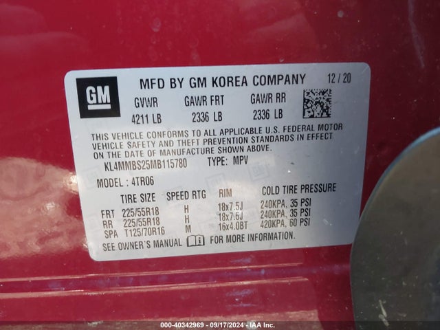 KL4MMBS25MB115780 Buick Encore Gx Fwd Preferred