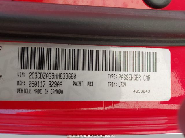2C3CDZAG9HH633660 Dodge Challenger Sxt