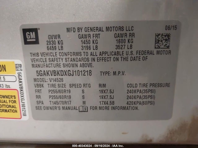 5GAKVBKDXGJ101218 Buick Enclave Leather