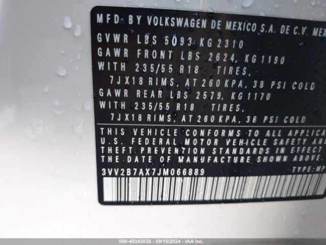 3VV2B7AX7JM066889 Volkswagen Tiguan 2.0t Se/2.0t Sel