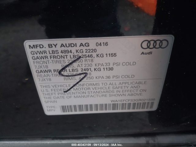 WA1EFCFS3GR021598 Audi Q3 2.0t Premium Plus