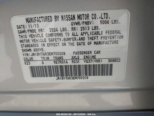 JN1BV7AR3EM700209 Infiniti Q50 Premium