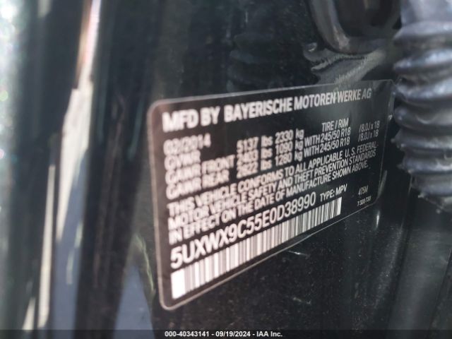 5UXWX9C55E0D38990 BMW X3 Xdrive28i