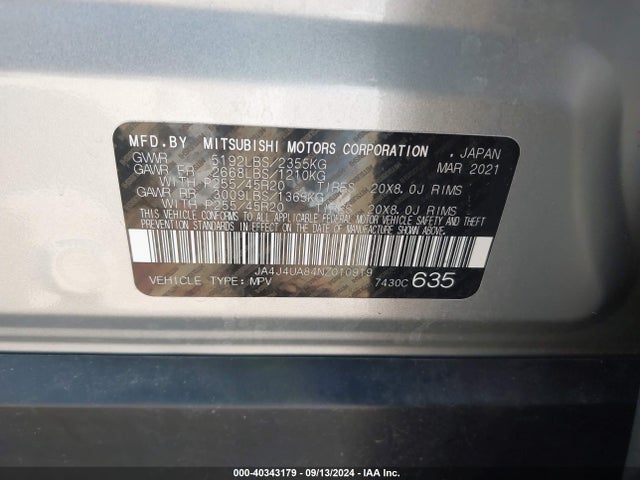2022 MITSUBISHI OUTLANDER JA4J4UA84NZ010919 Photo 8